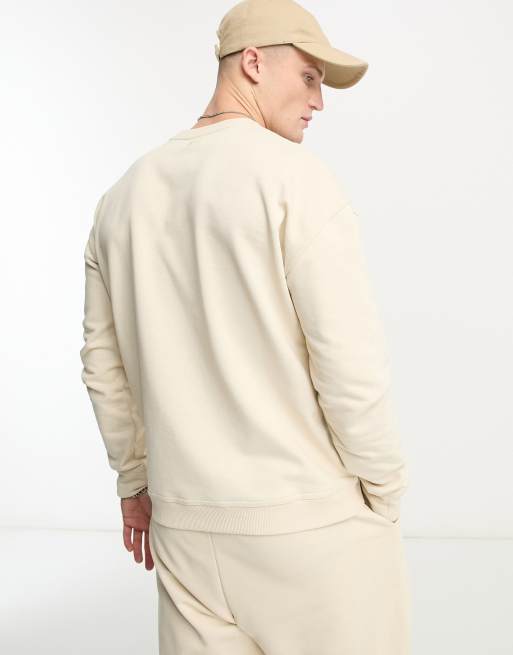 Fila unisex Trev sweatshirt with seam detail in oatmeal ASOS