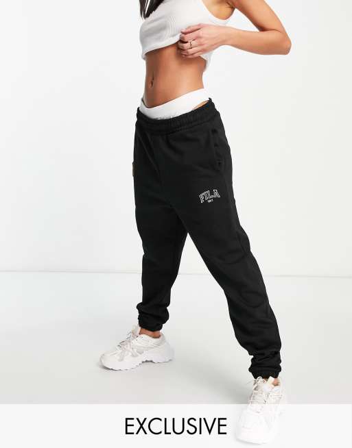 Varsity Black Sweatpants - Loose Fit