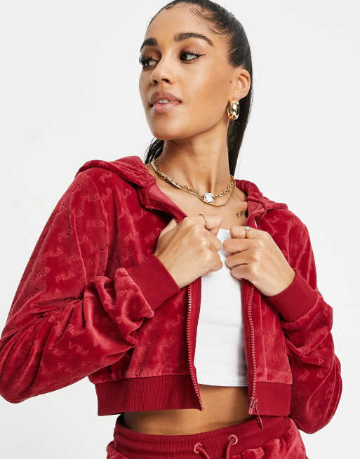 Fila red cropped store hoodie