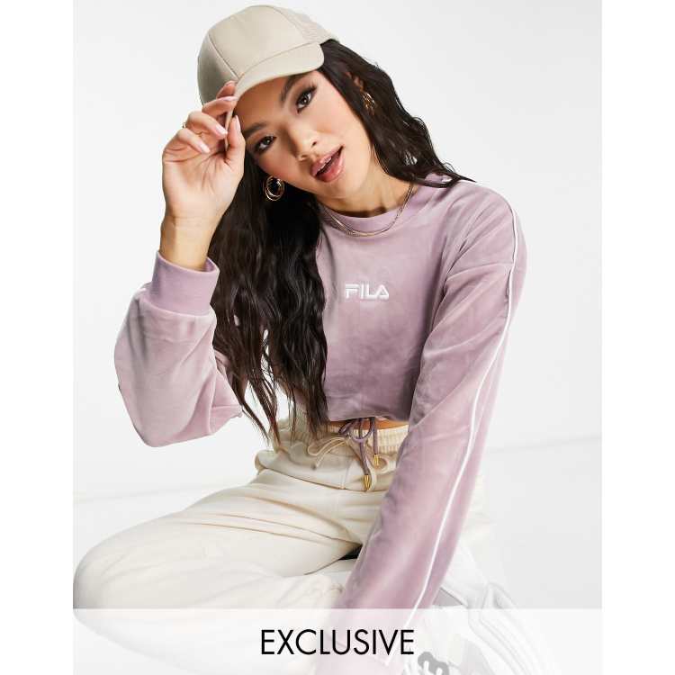 Krachtcel geestelijke gezondheid St fila velour cropped sweatshirt in purple | ASOS