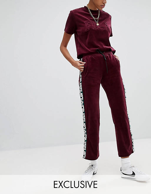Velour Tracksuit Bottoms With Poppers Logo Tape ASOS