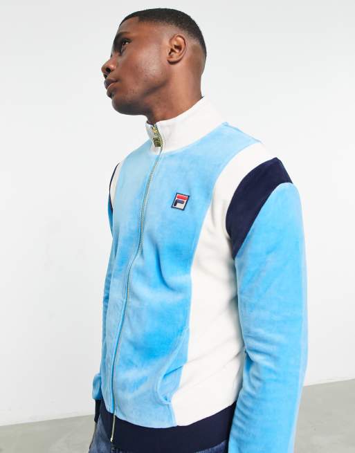 Fila Full Zip Marc Velour Track Top in Blue for Men