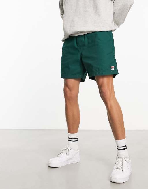 Fila – Venter – Zielone dżersejowe szorty z logo w ramce