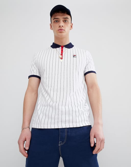 Fila Vintage – Gestreiftes Polohemd in Weiß