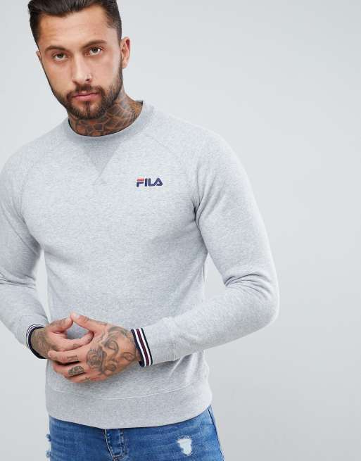 kleinem grau Sweatshirt Schriftzug Fila Graues mit Vintage IwxSxT64
