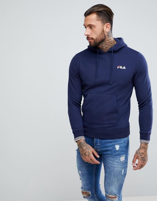 Fila Vintage hoodie with small script in navy | ASOS