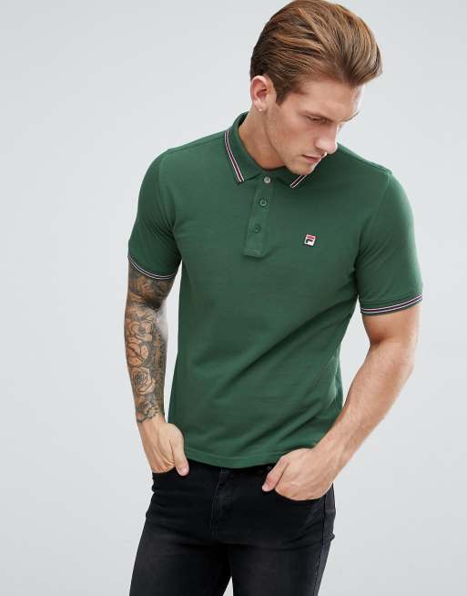 Fila Vintage Short Sleeve Polo Shirt In Green ASOS