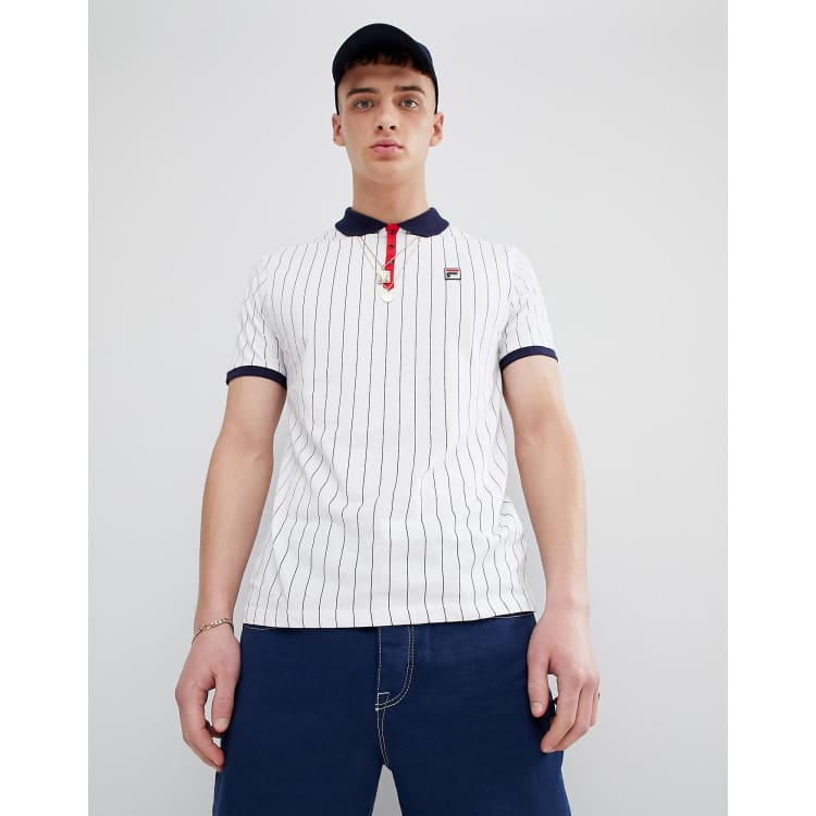 Fila Vintage Striped Polo Shirt In White ASOS