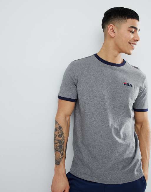 Fila Vintage T shirt bords contrastants avec petit logo Gris