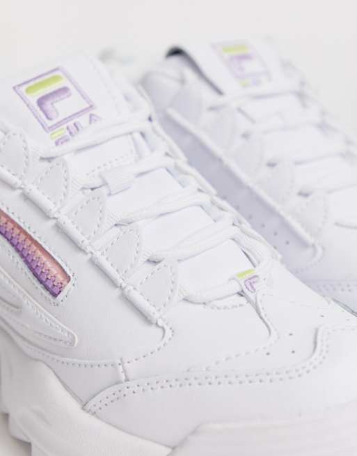 Fila white disruptor on sale 3 zip trainers