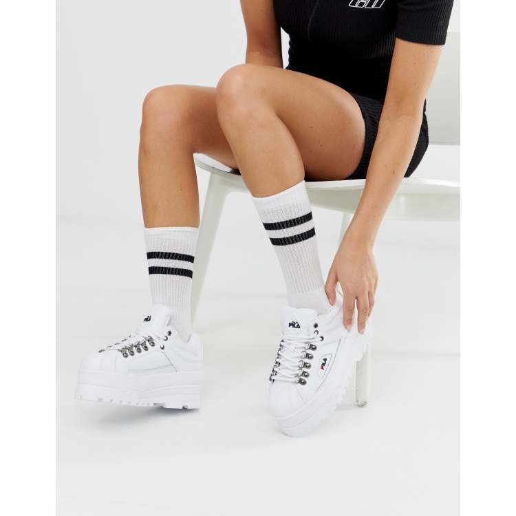 Fila White Trailblazer Wedge Trainers