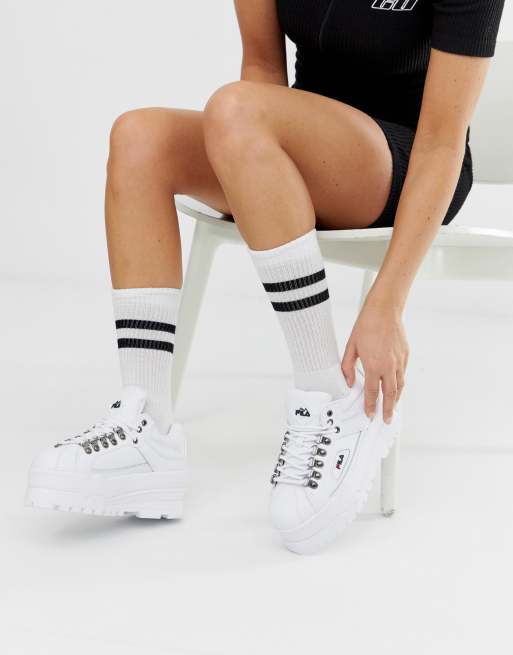 Fila trailblazer wedge platform sneaker in on sale white