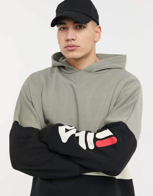 Fila winn colour block hoodie in beige