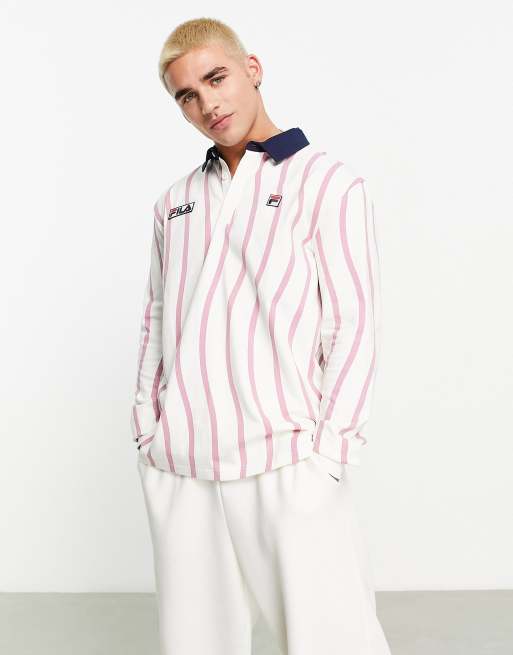 Fila - Woodrow - Polotop met golfprint in wit en roze