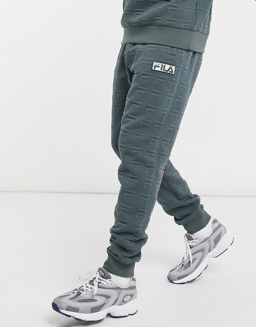 Fila wright jacquard logo sweatpants in khaki-Green
