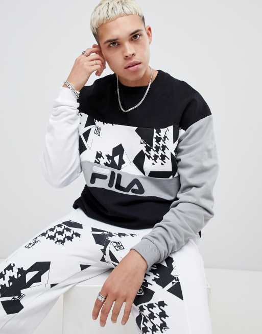 Fila x Liam Hodges Print Panel Sweatshirt In Black