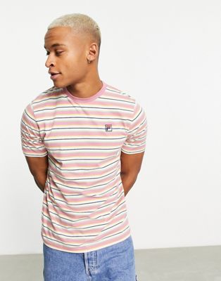 Fila Zane t-shirt with small box logo in pink stripe