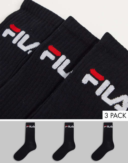 Fila – Zestaw 3 par czarnych skarpetek z logo
