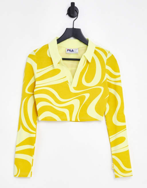 Fila – Żółty prążkowany top w abstrakcyjny wzór