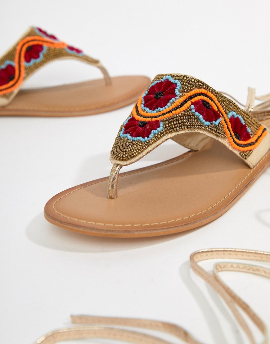 Final Dance flade sandaler med perler fra ASOS DESIGN-Multifarvet