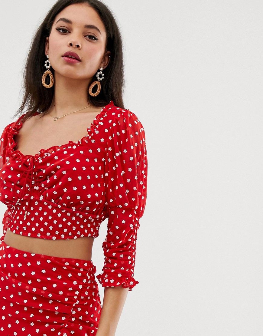Finders Keepers - Blossom - Top met ruches-Rood