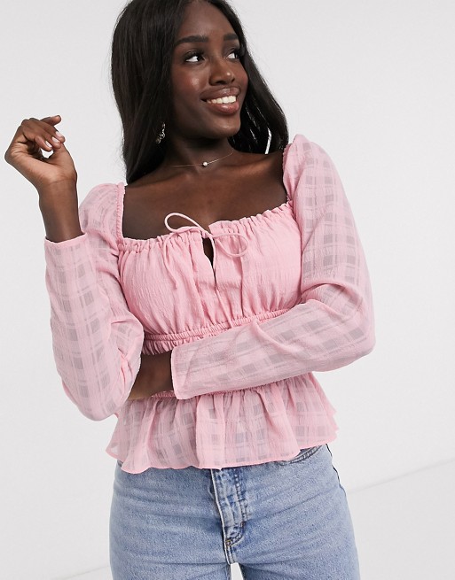 Finders Keepers lucietti shirred top in blush