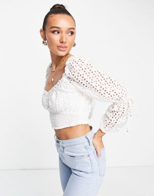 Finders Keepers Maria bustier crop top in white