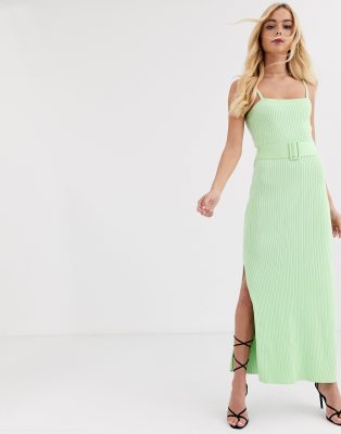 green ribbed dress