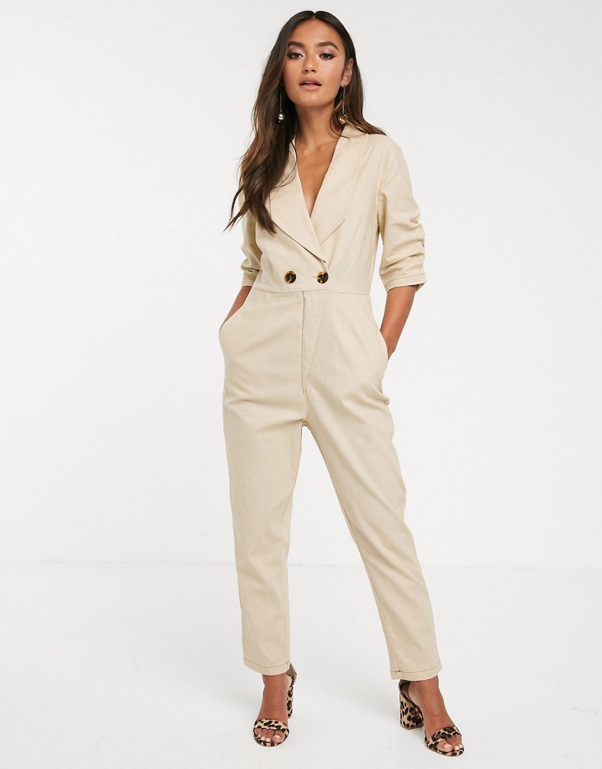 Finders Keepers Venice Button Detail Boilersuit-beige