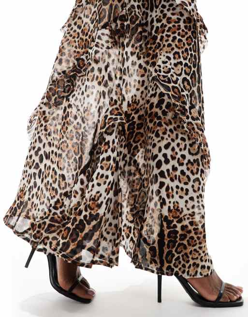 Finding Friday leopard print frill midi skirt - BROWN | ASOS