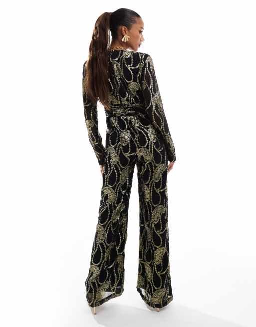 Finding Friday Metallic paisley jumpsuit in gold, 2 of 4