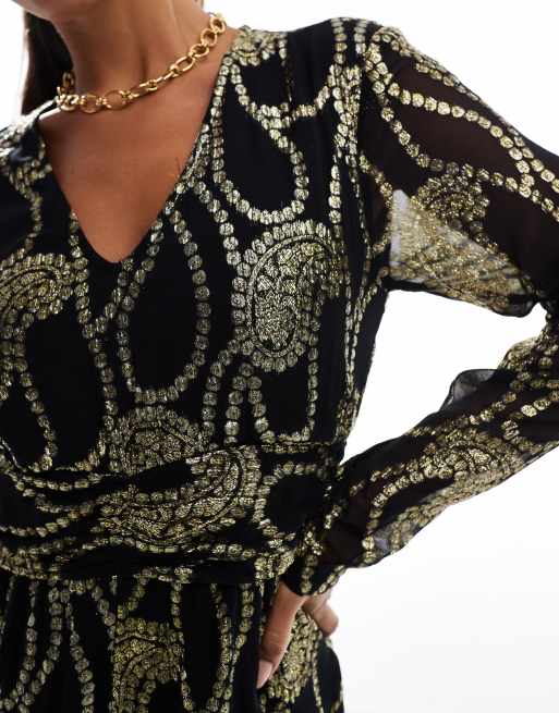 Finding Friday Metallic paisley jumpsuit in gold, 4 of 4