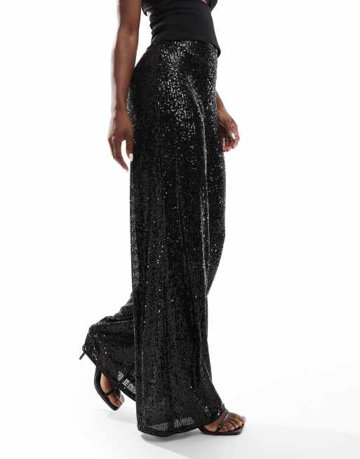 Finding Friday Sequin wide leg trousers in black