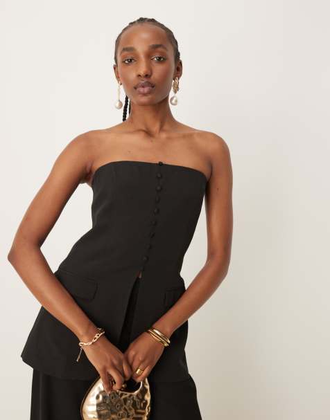 Finding Friday Tailored strapless longline top in black - view 1