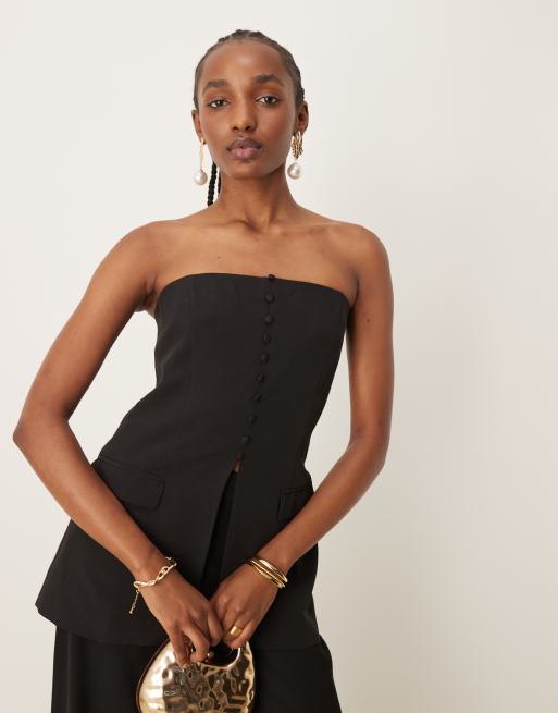 Finding Friday Tailored strapless longline top in black