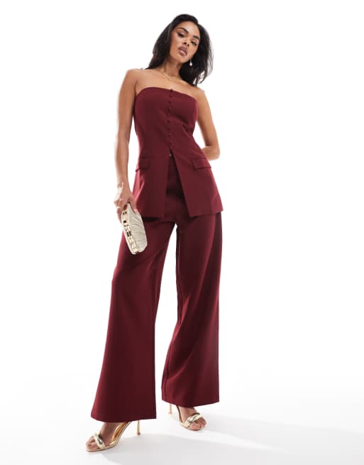 Finding Friday Tailored Wide leg Co-Ord in Burgundy