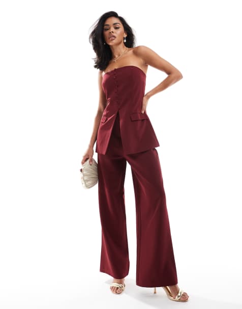 Finding Friday Wide leg trousers in burgundy - view 1