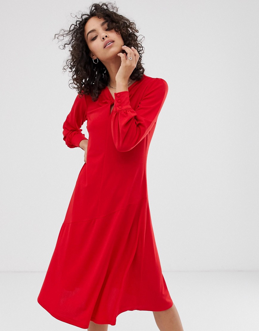 Finery - Aveling - Midi-jurk met gedraaid detail-Rood