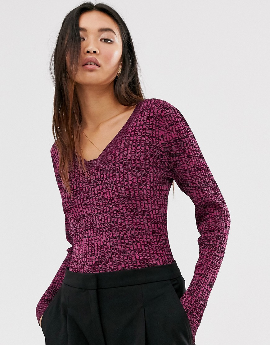 Finery Birchfield ribbed knit jumper-Purple
