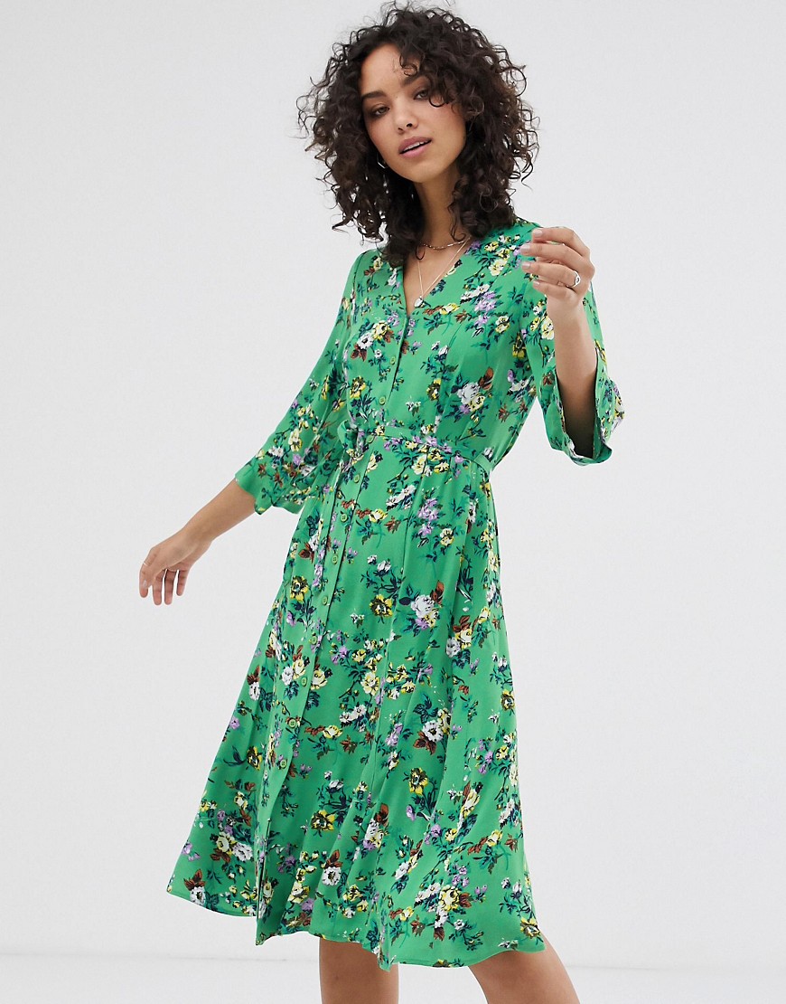 Finery - Daniella - Midi-jurk met bloemenprint-Groen