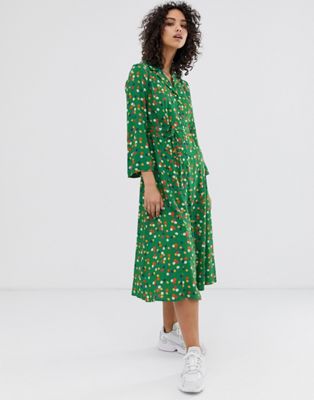 Finery – Daniella – Skjortklänning med blommönster-Grön