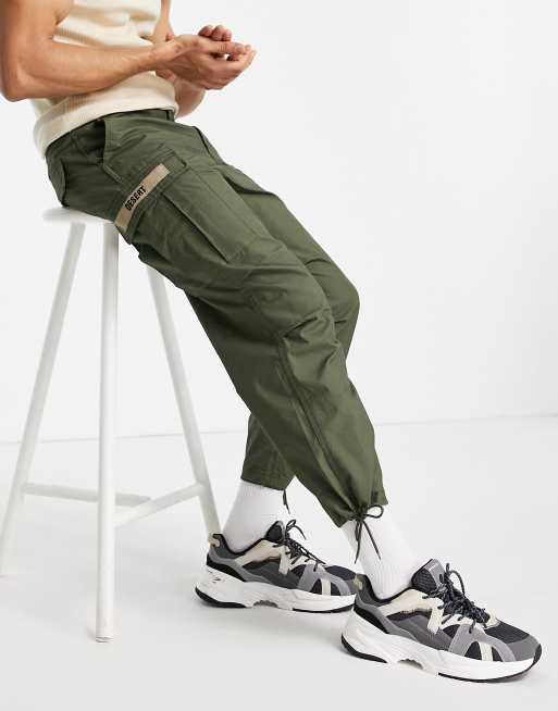 Khaki joggers with store belt loops