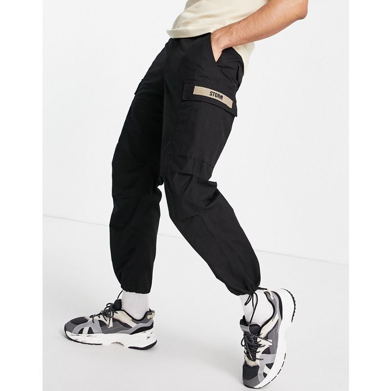 Uomo Pantaloni e chino Fingercroxx - Pantaloni cargo con dettaglio con fascetta, colore nero