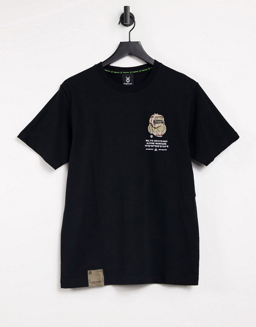Fingercroxx small logo t-shirt in black