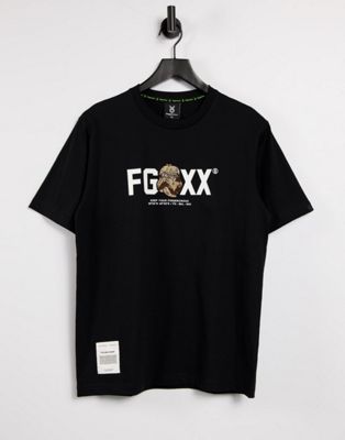 Homme Fingercroxx - T-shirt avec grand logo imprimé - Noir