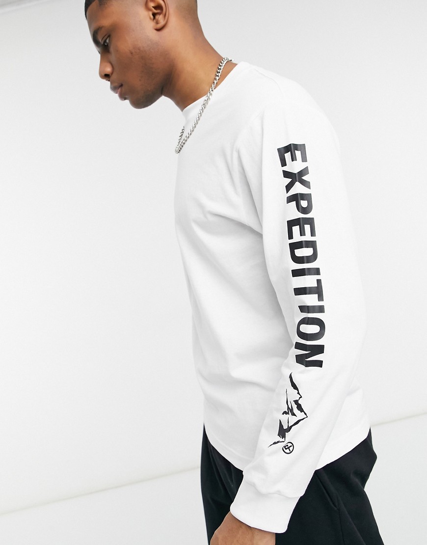 Fingercroxx - T-shirt met lange mouwen en 'Explorer' print in wit