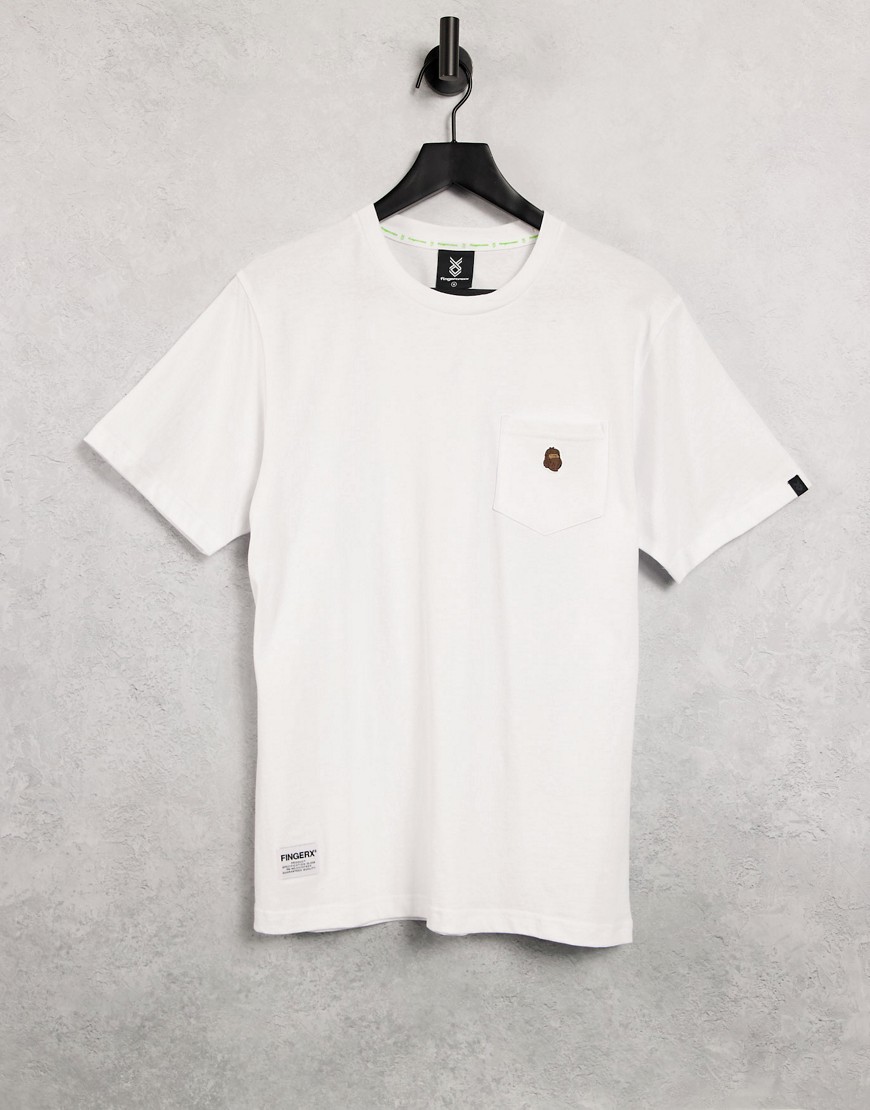 Fingercroxx - T-shirt met logo op opgestikte borstzak in wit