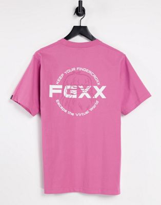 Fingercroxx – T-Shirt mit Print am Rücken in Rosa