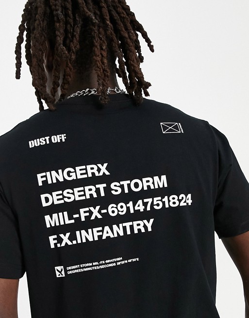 Fingercroxx t-shirt with FX desert storm back print in black