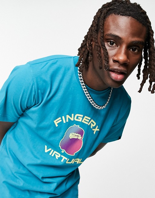Fingercroxx t-shirt with virtual print in blue